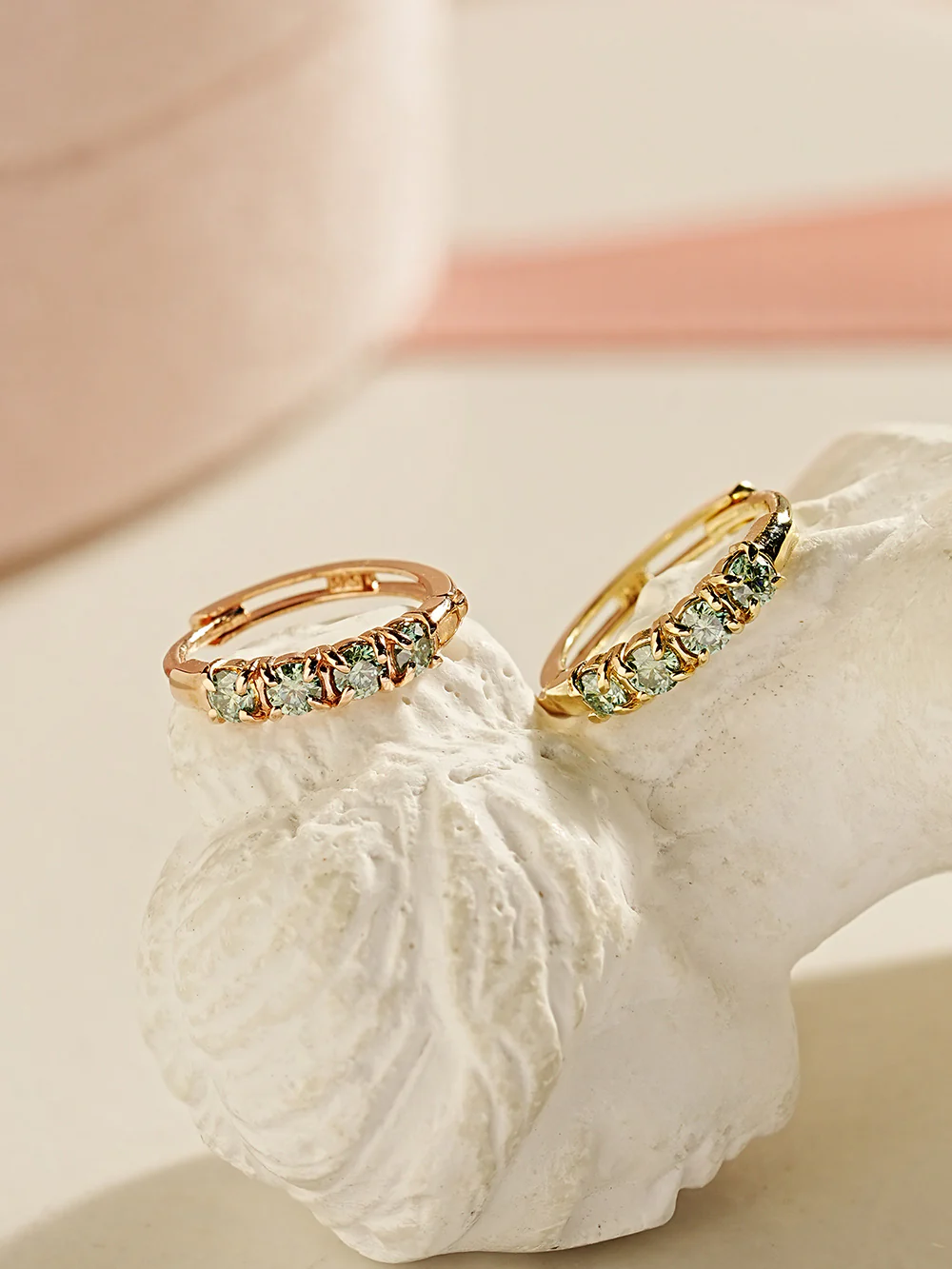 14K 18K Gold Moissanite Dia Green Cartilage Hoop Earring - Image 10