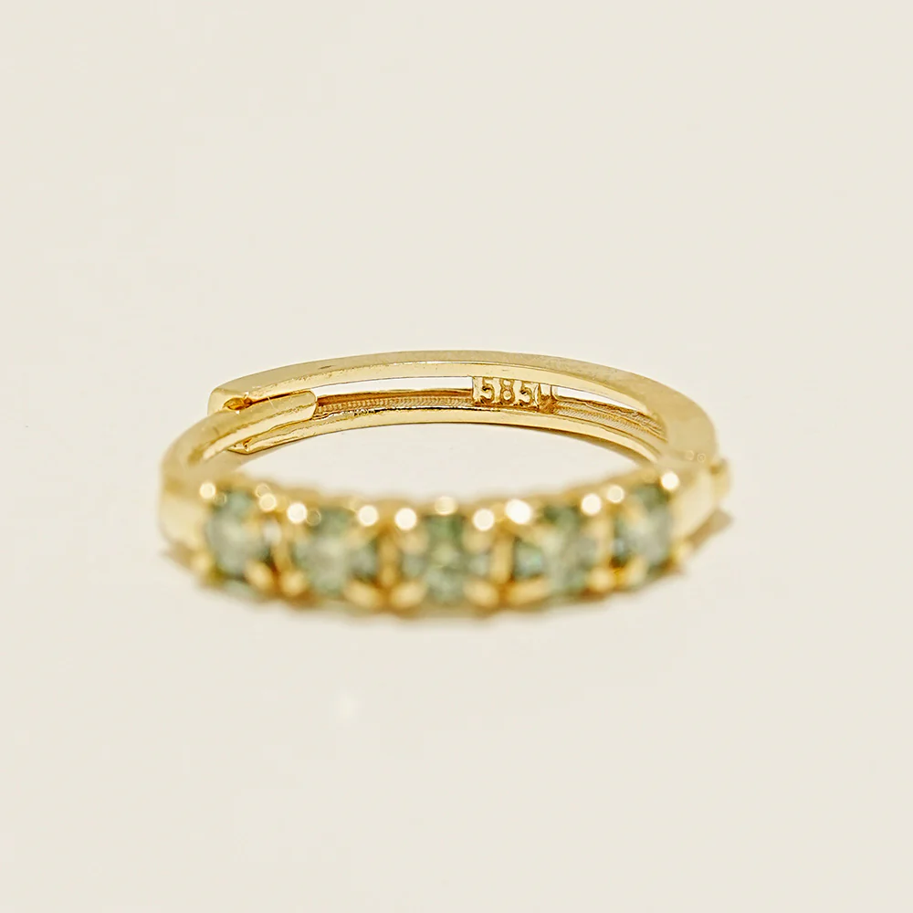 14K 18K Gold Moissanite Dia Green Cartilage Hoop Earring - Image 12