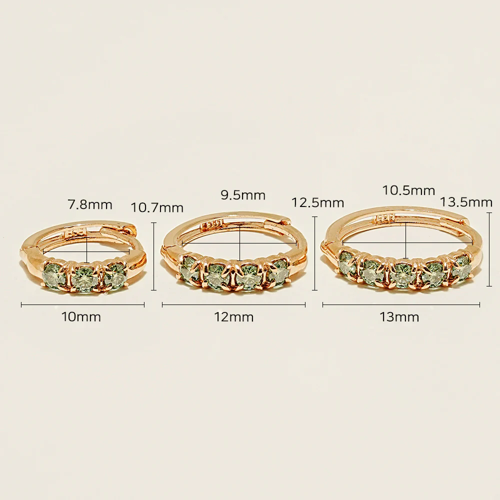 14K 18K Gold Moissanite Dia Green Cartilage Hoop Earring - Image 13