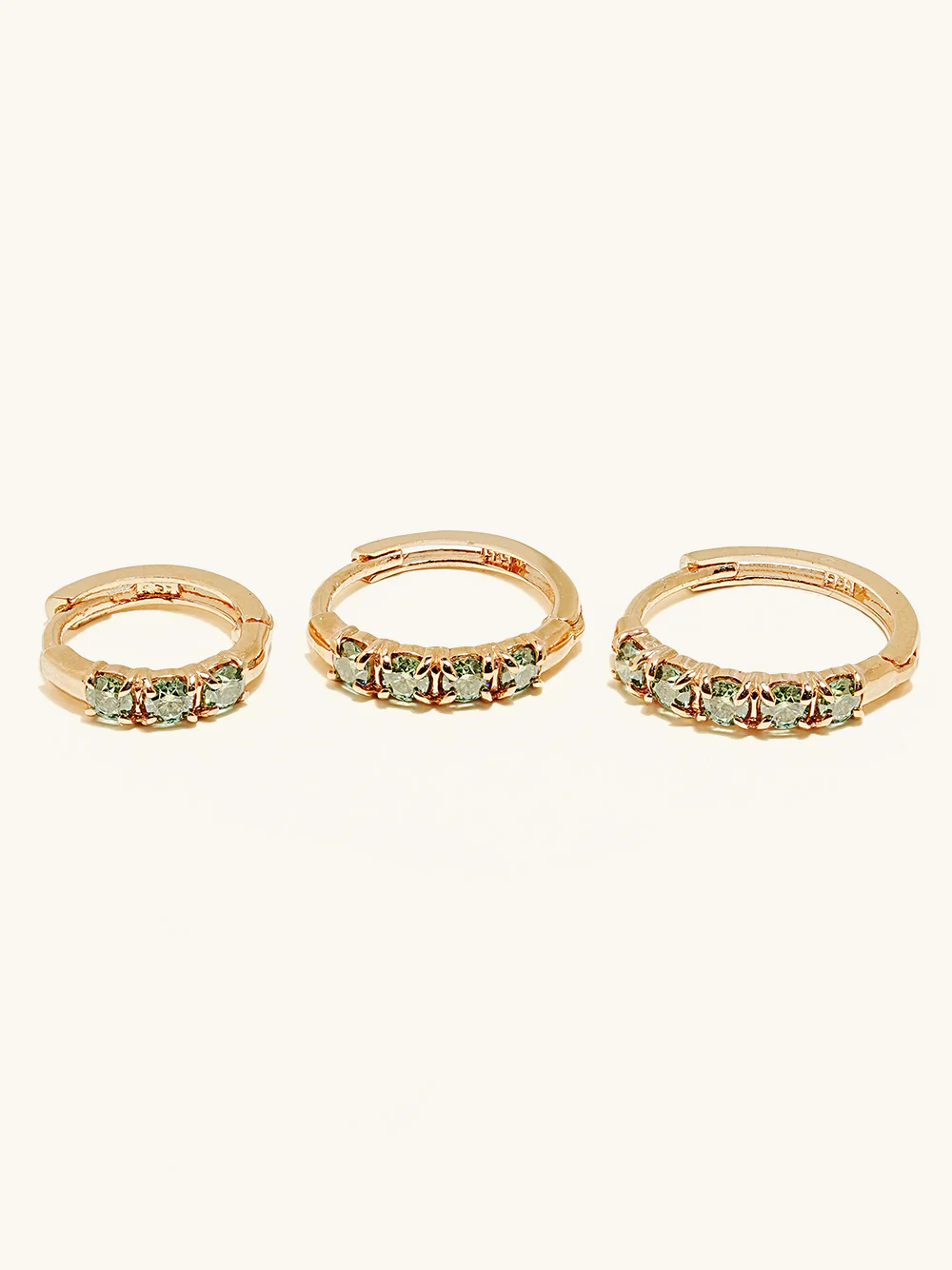 14K 18K Gold Moissanite Dia Green Cartilage Hoop Earring - Image 3