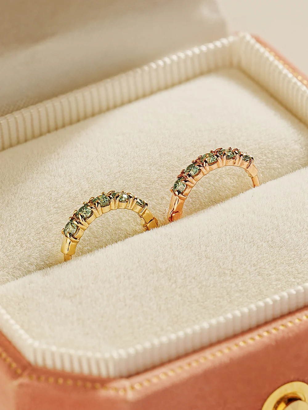 14K 18K Gold Moissanite Dia Green Cartilage Hoop Earring - Image 9