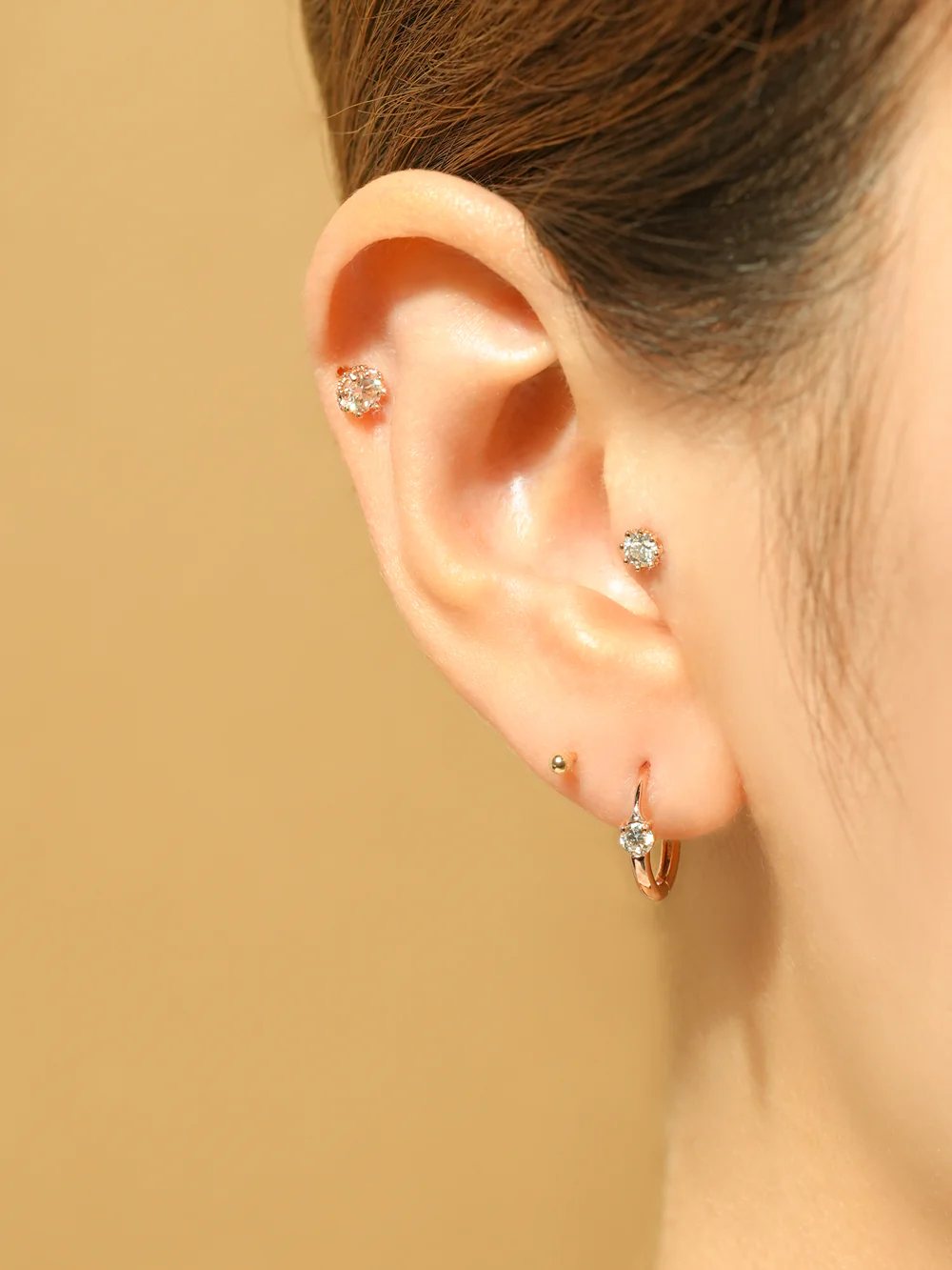 14K 18K Gold Moissanite Dia Point Cartilage Hoop Earring - Image 12