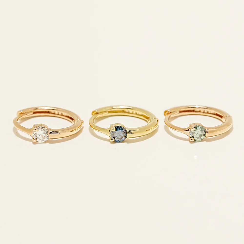 14K 18K Gold Moissanite Dia Point Cartilage Hoop Earring - Image 13