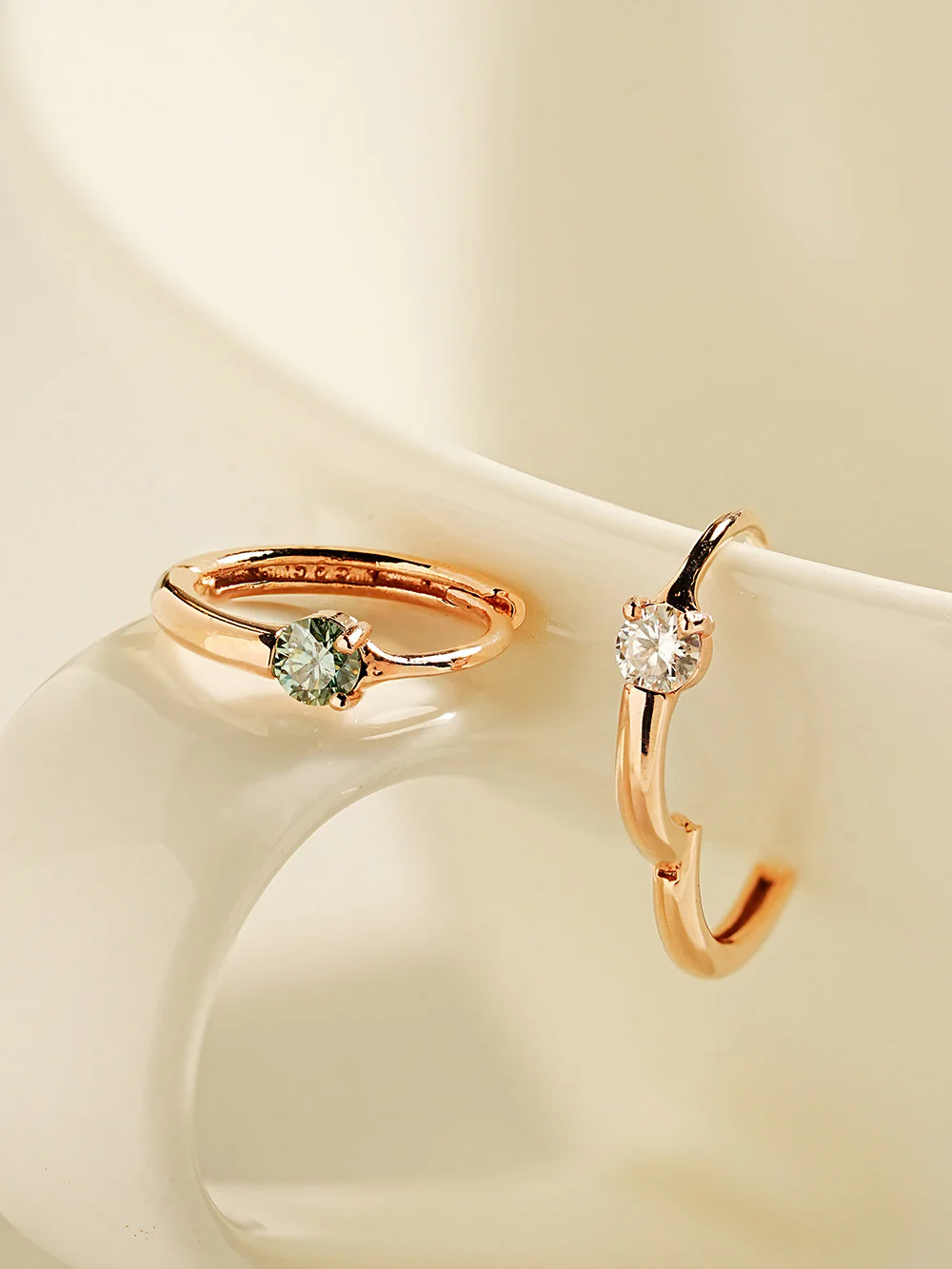 14K 18K Gold Moissanite Dia Point Cartilage Hoop Earring - Image 7