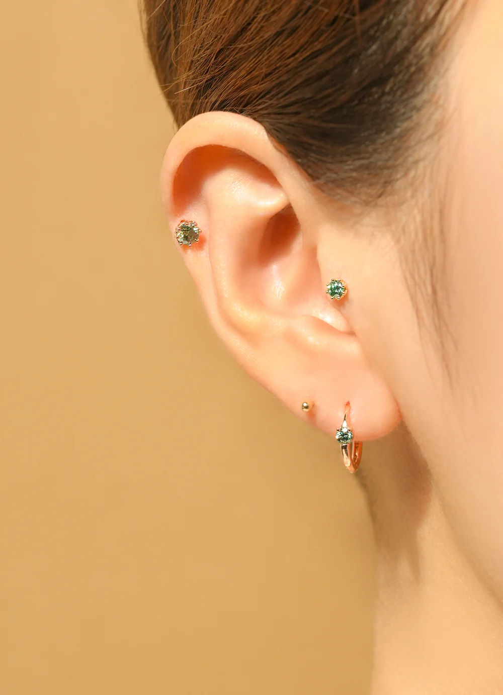 14K 18K Gold Moissanite Dia Point Cartilage Hoop Earring - Image 8