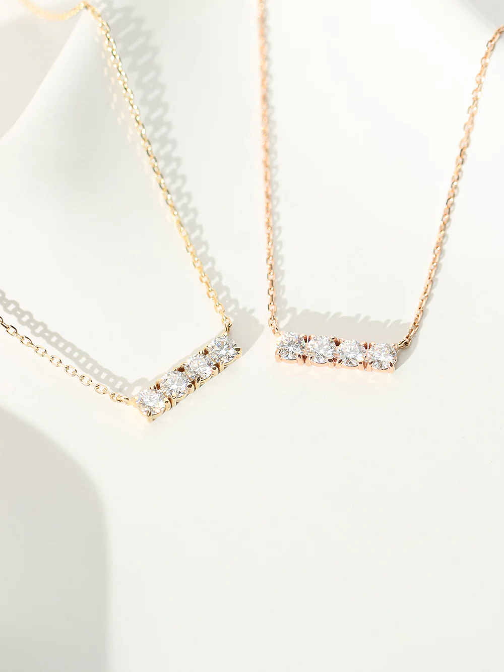 14K 18K Gold Moissanite Diamond Stick Bar Necklace - Image 12