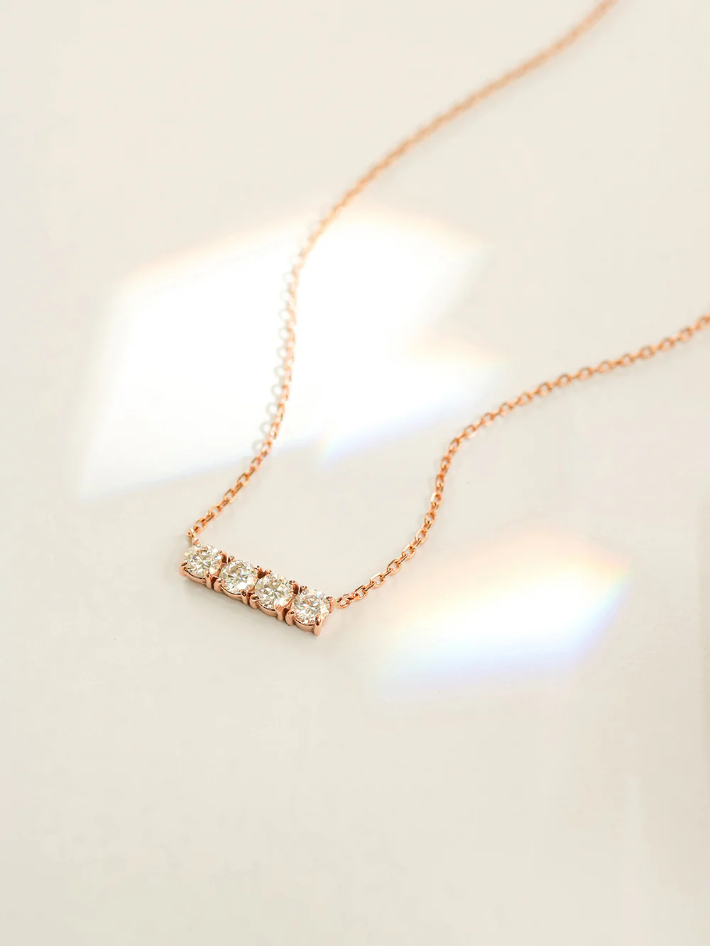 14K 18K Gold Moissanite Diamond Stick Bar Necklace - Image 3