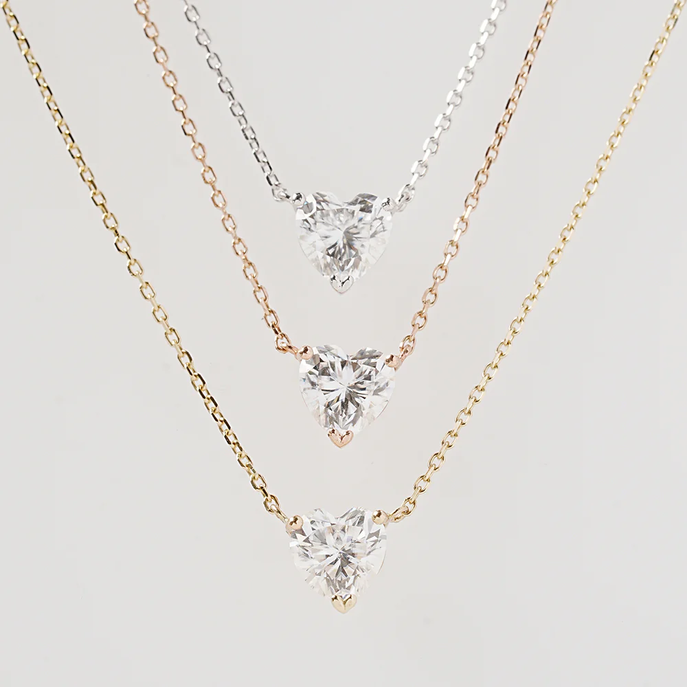 14K 18K Moissanite Glory Heart Necklace - Image 16