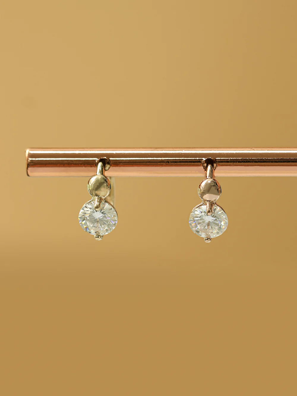 14K 18K Gold Moissanite Mini Ball Cartilage Hoop Earring - Image 10