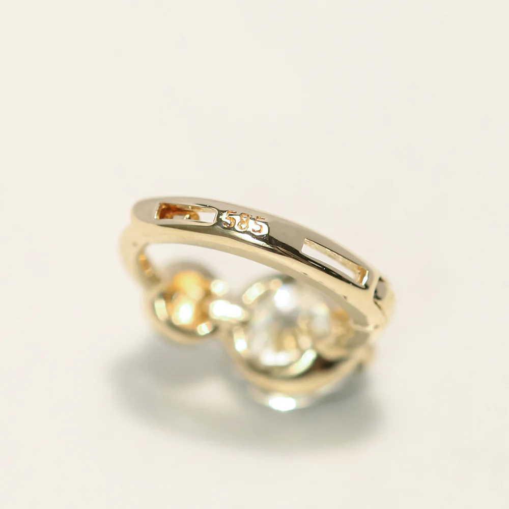 14K 18K Gold Moissanite Mini Ball Cartilage Hoop Earring - Image 15