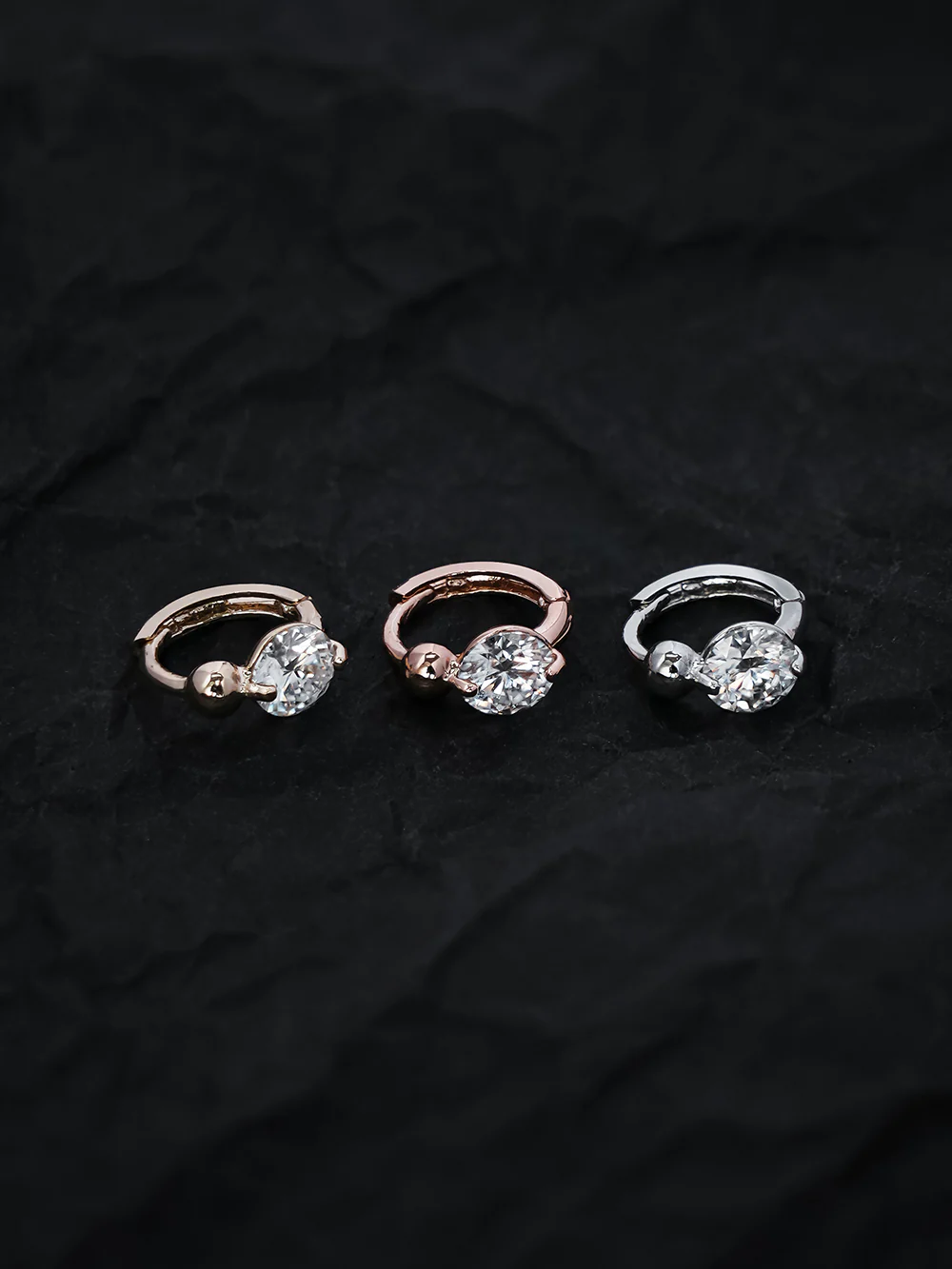 14K 18K Gold Moissanite Mini Ball Cartilage Hoop Earring - Image 5