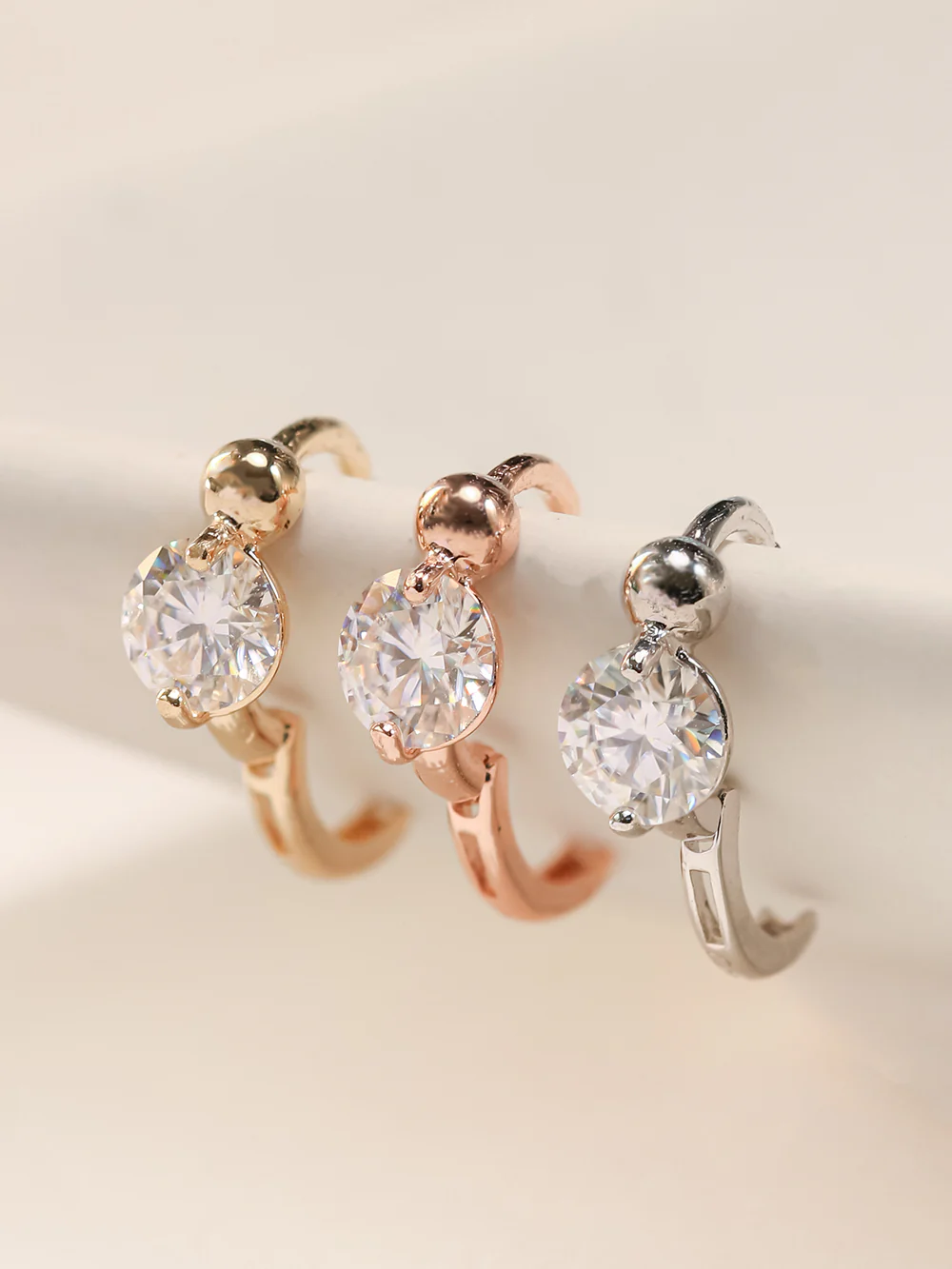 14K 18K Gold Moissanite Mini Ball Cartilage Hoop Earring - Image 6