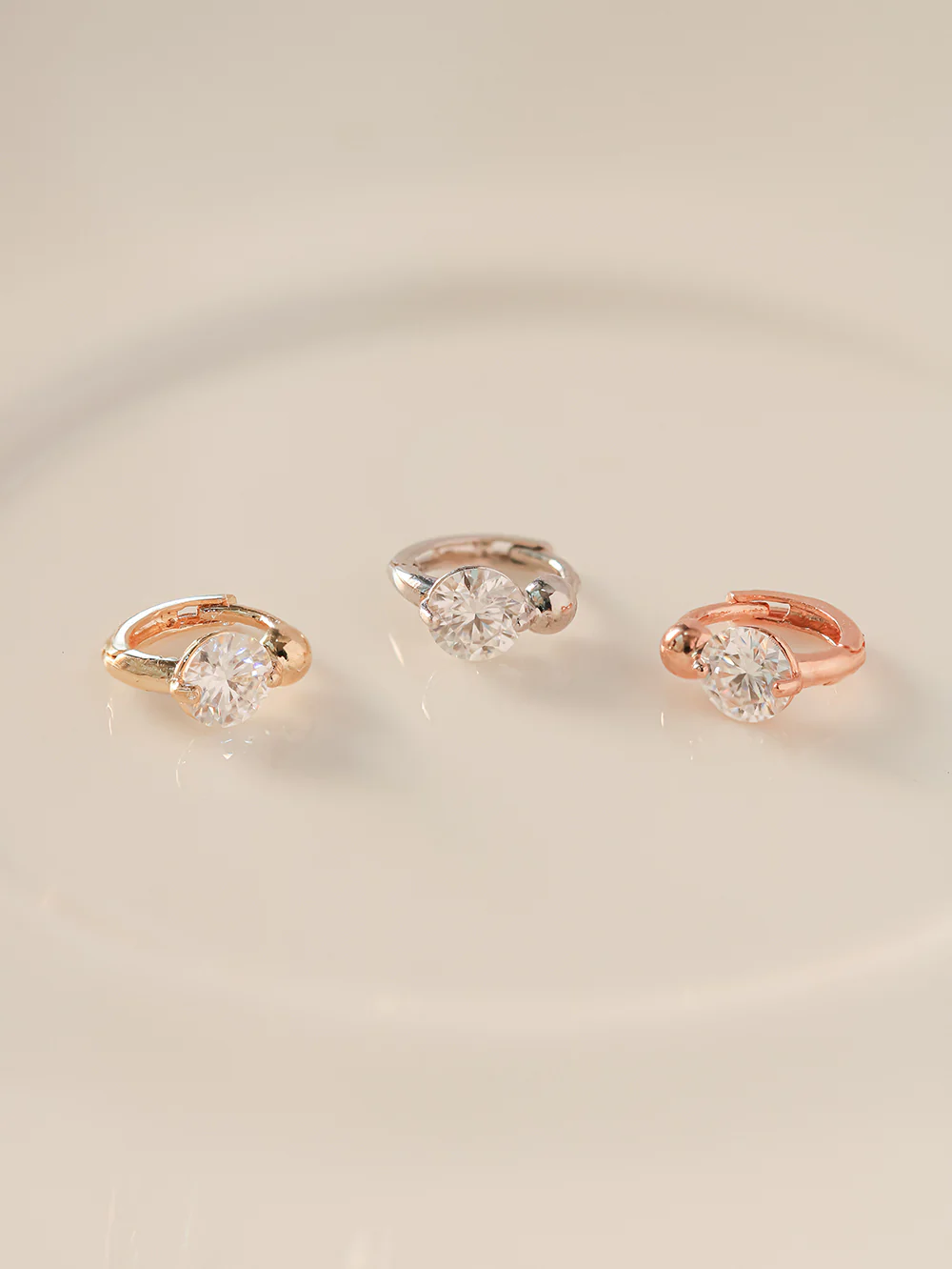 14K 18K Gold Moissanite Mini Ball Cartilage Hoop Earring - Image 8