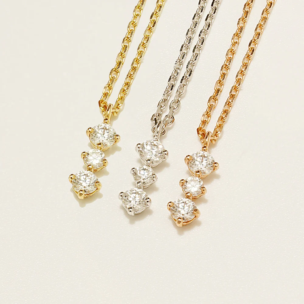 14K 18K Gold Moissanite Moissanite Radi Bar Necklace - Image 12