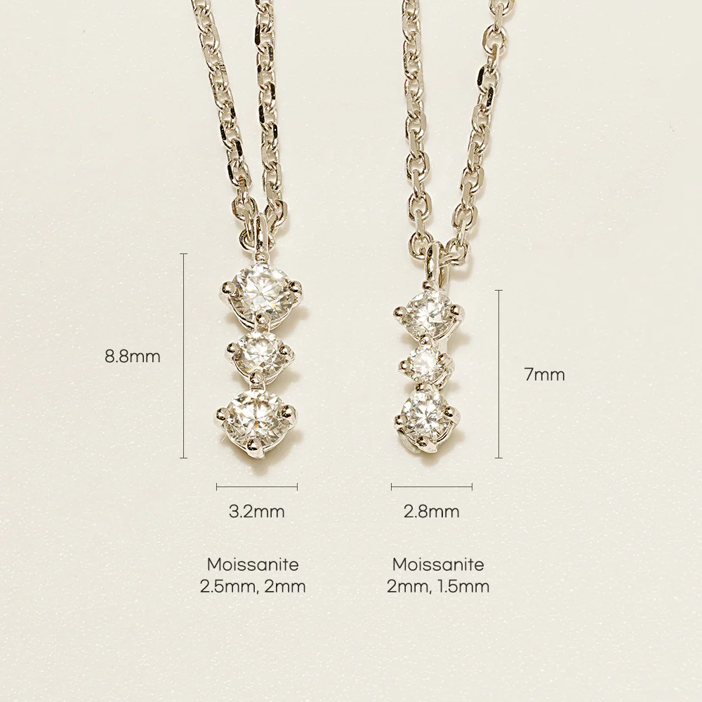 14K 18K Gold Moissanite Moissanite Radi Bar Necklace - Image 17