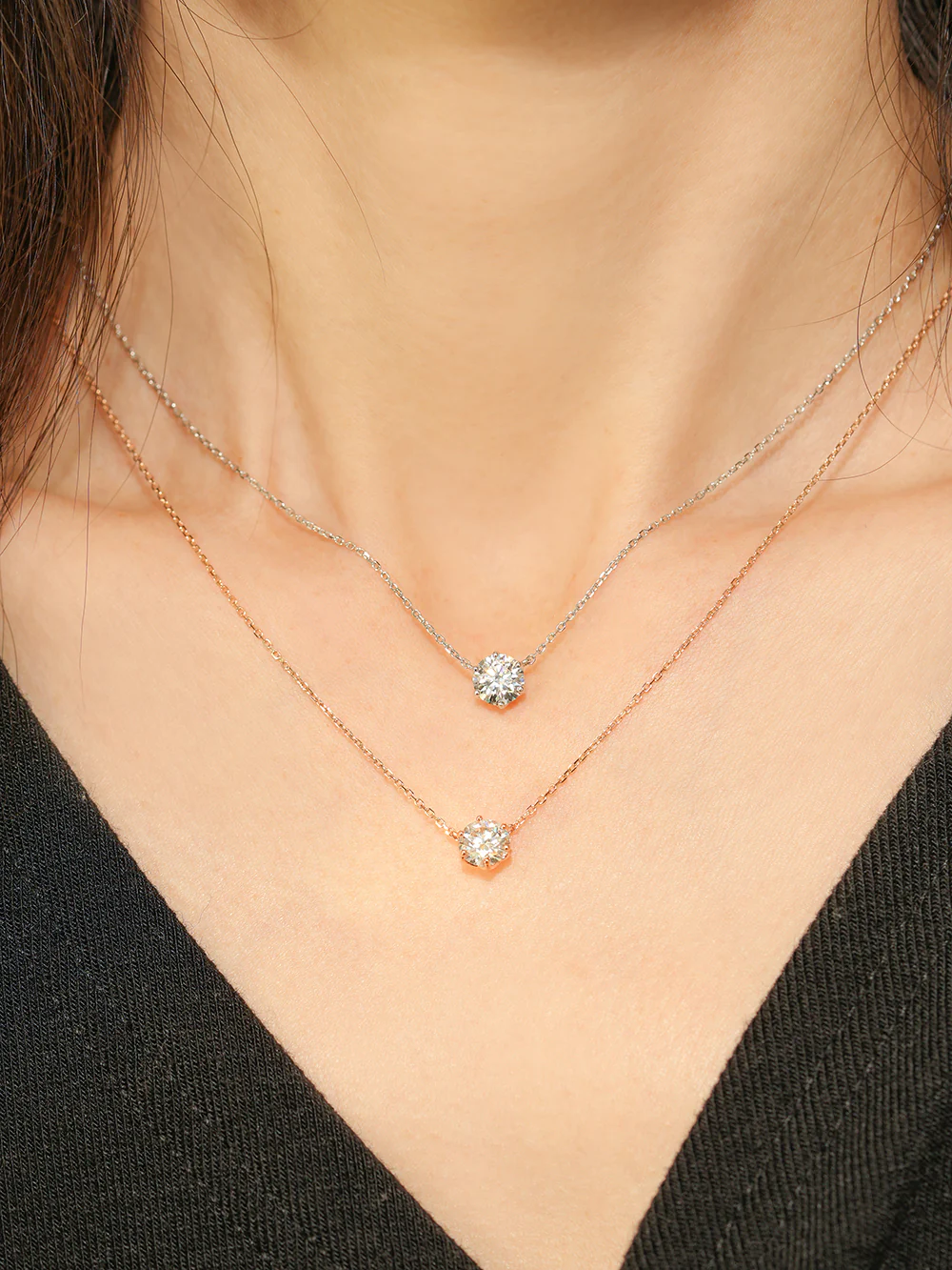 14K 18K Gold 1 Carat Moissanite Dia Necklace - Image 4