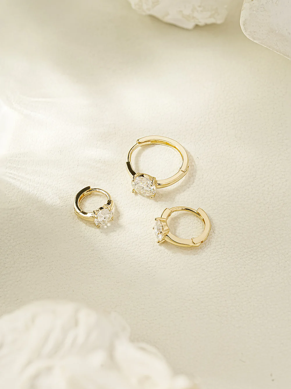 14K 18K Gold Moissanite One Stone Cartilage Hoop Earring - Image 11