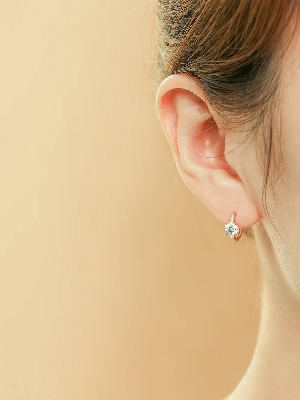 14K 18K Gold Moissanite One Stone Cartilage Hoop Earring - Image 12
