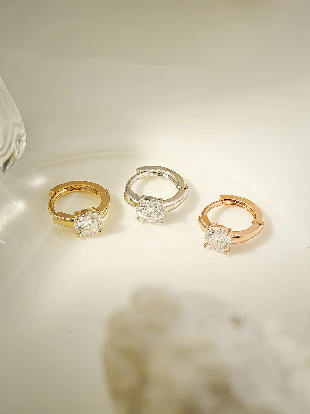 14K 18K Gold Moissanite One Stone Cartilage Hoop Earring - Image 5