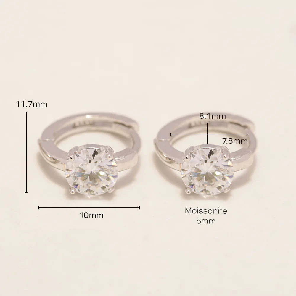 14K 18K Gold Moissanite Round Cartilage Hoop Earring - Image 15