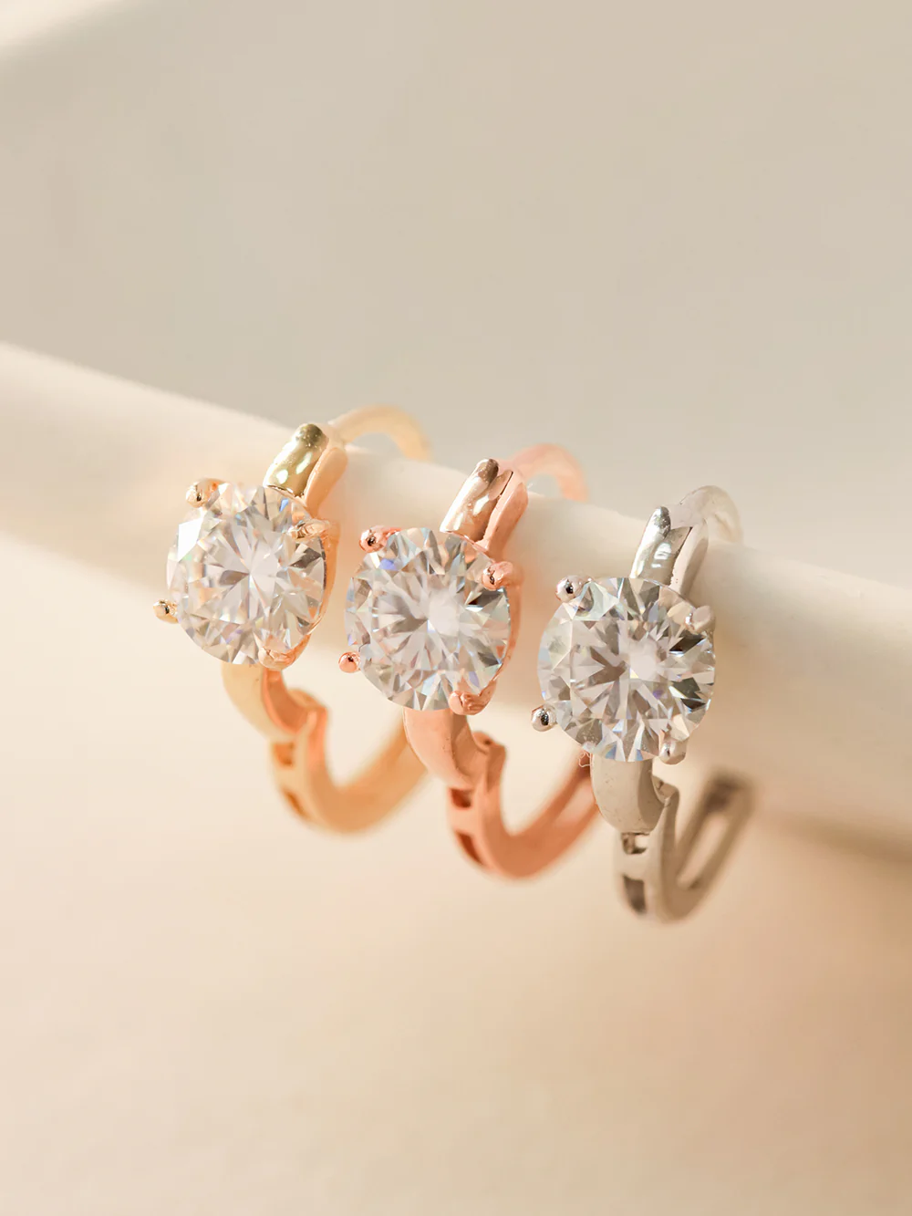 14K 18K Gold Moissanite Round Cartilage Hoop Earring - Image 5