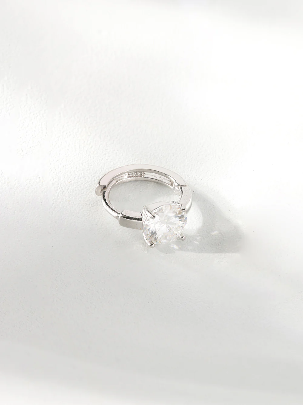 14K 18K Gold Moissanite Round Cartilage Hoop Earring - Image 7