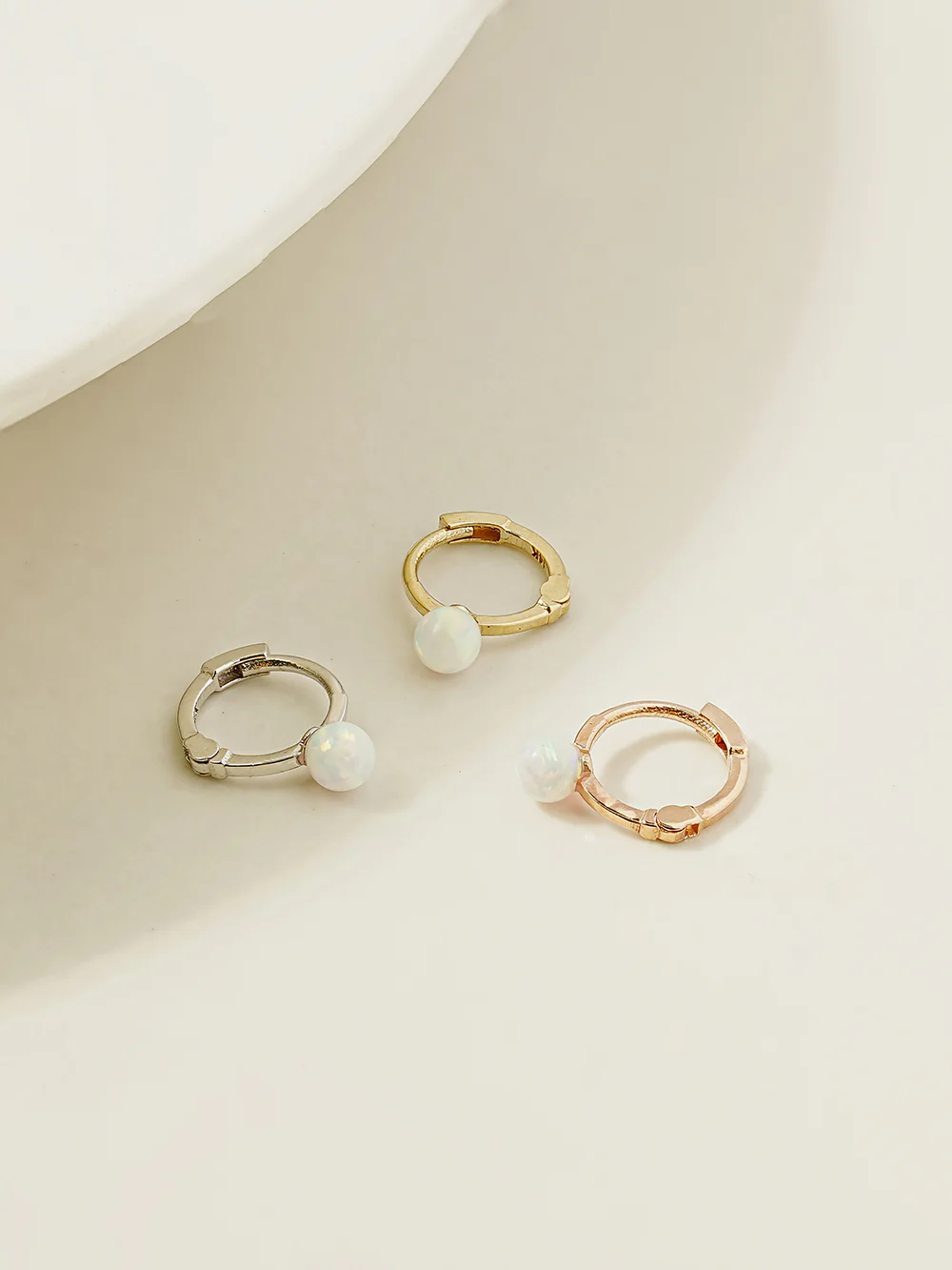 14K 18K Gold Opal Cartilage Hoop Earring