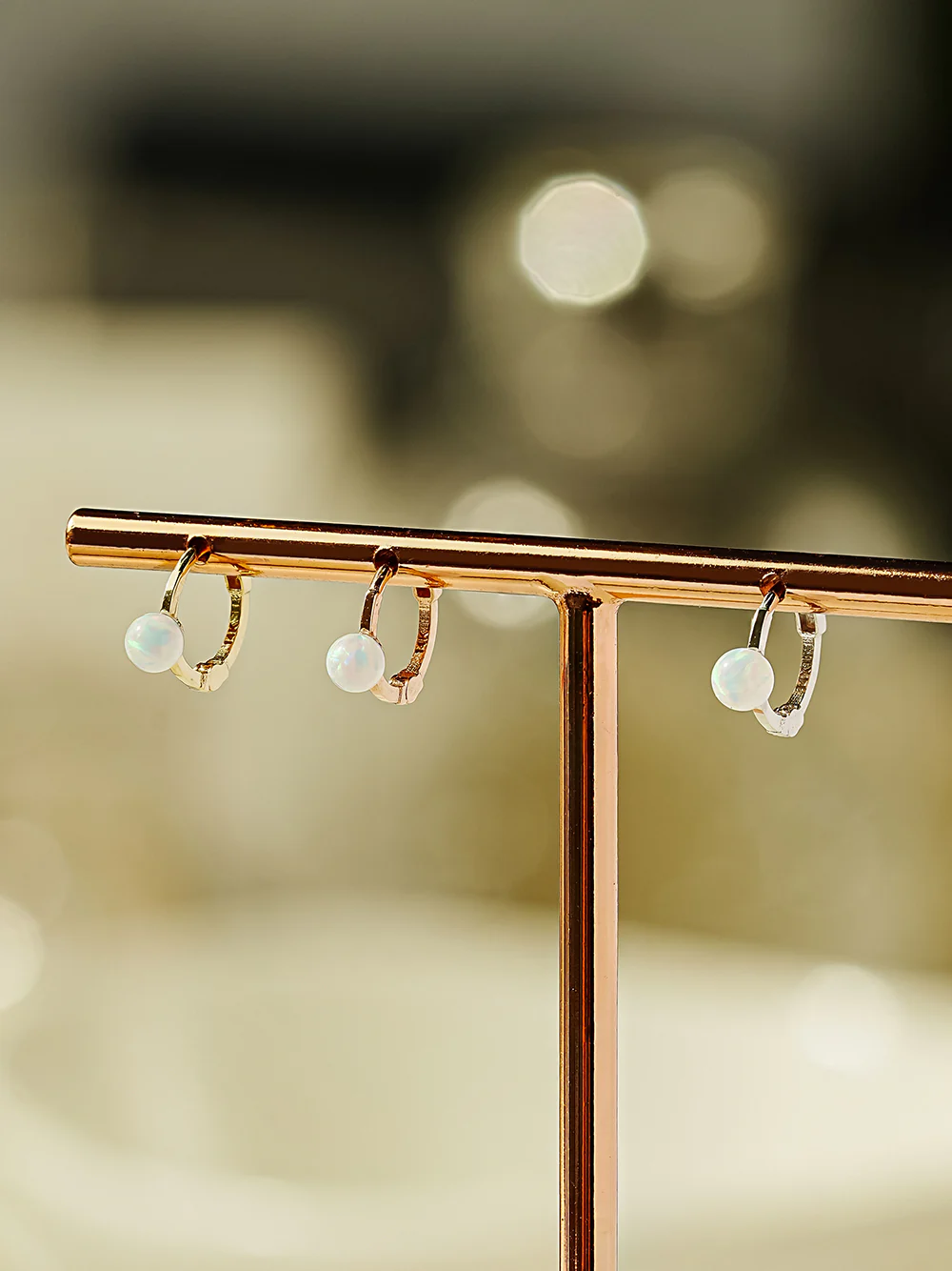 14K 18K Gold Opal Cartilage Hoop Earring - Image 10