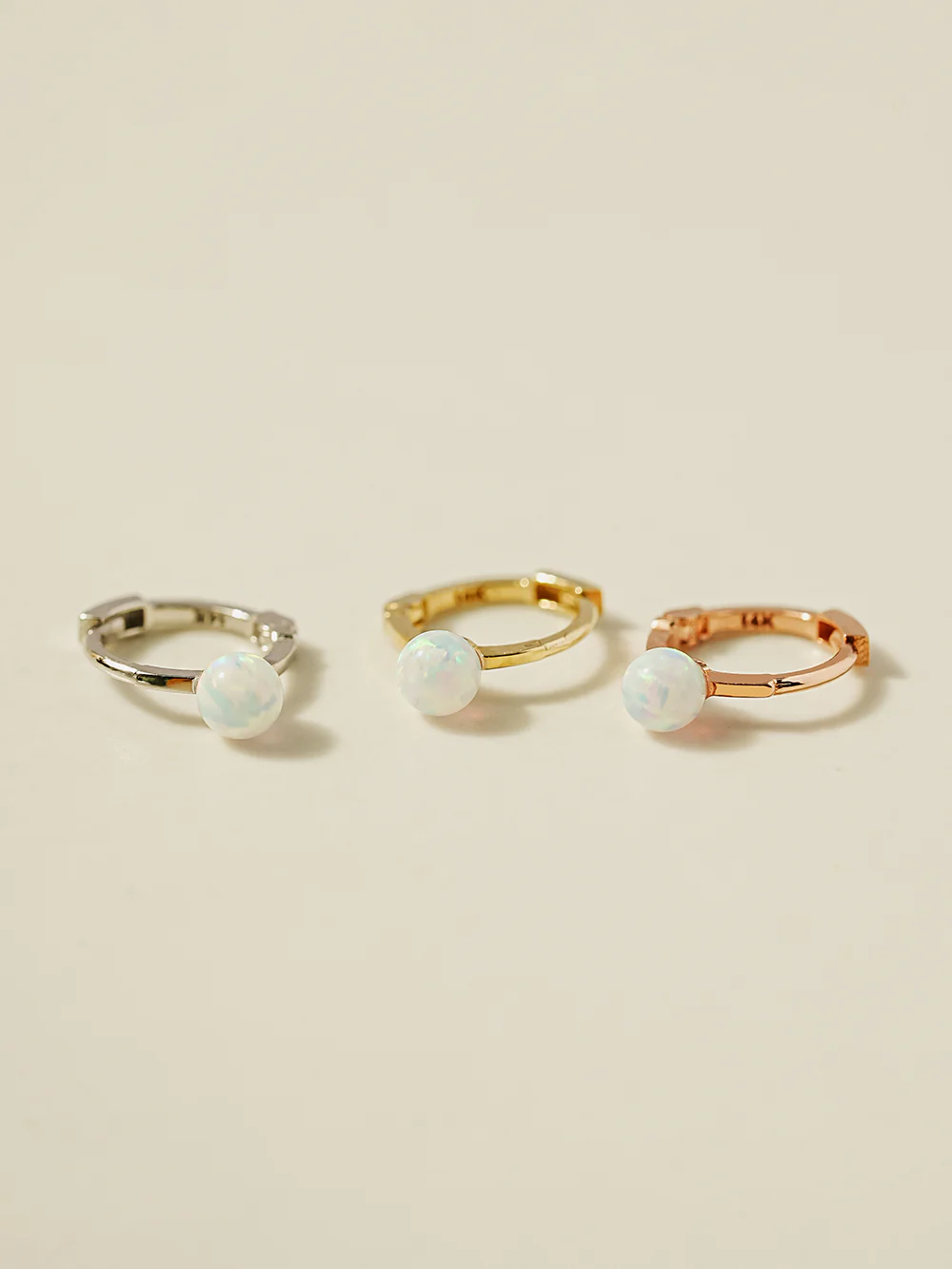 14K 18K Gold Opal Cartilage Hoop Earring - Image 7