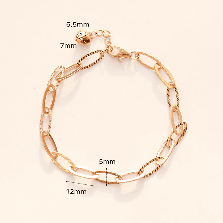 14K 18K Gold Oval Cutting Clip Chain Bracelet - Image 13