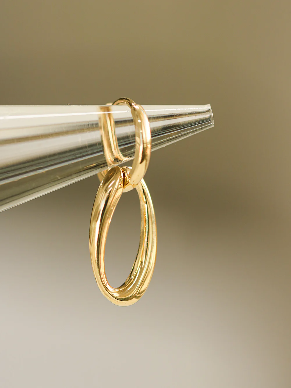 14K 18K Gold Oval Round Drop Cartilage Hoop Earring - Image 10