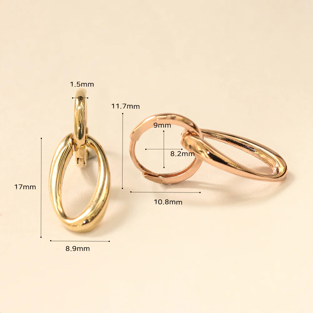 14K 18K Gold Oval Round Drop Cartilage Hoop Earring - Image 13