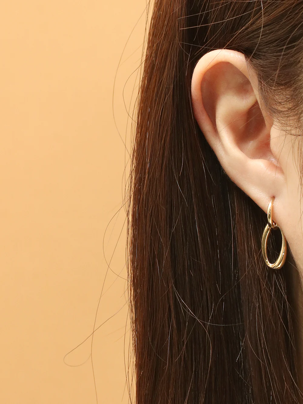 14K 18K Gold Oval Round Drop Cartilage Hoop Earring - Image 2