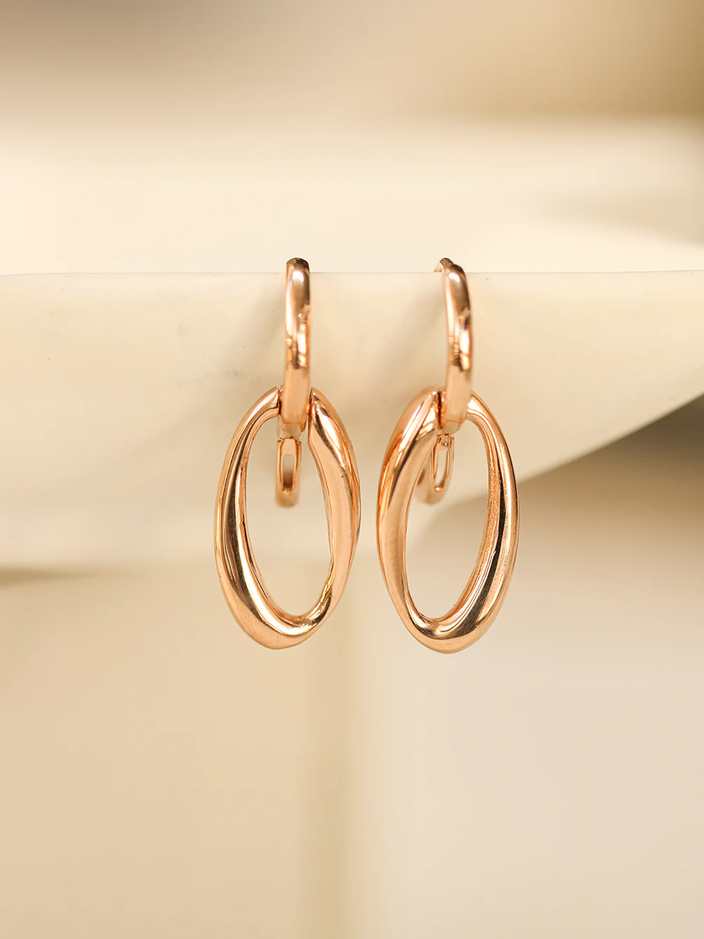 14K 18K Gold Oval Round Drop Cartilage Hoop Earring - Image 4