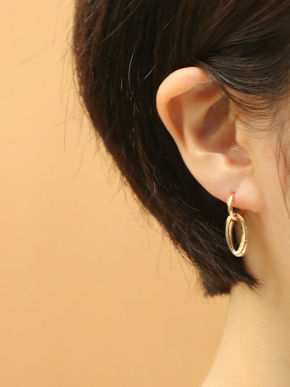 14K 18K Gold Oval Round Drop Cartilage Hoop Earring - Image 5