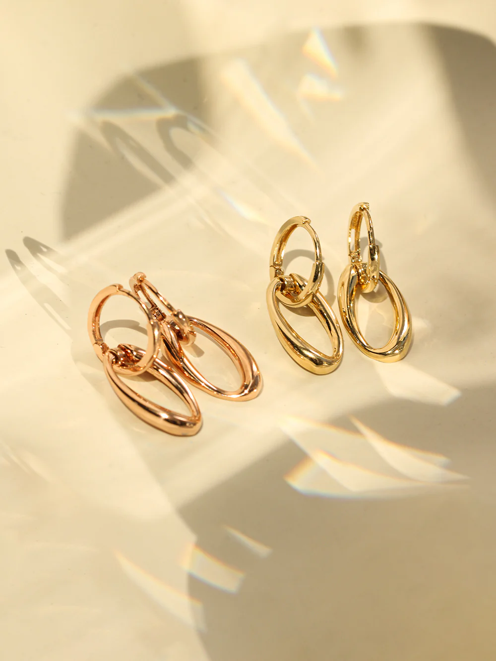 14K 18K Gold Oval Round Drop Cartilage Hoop Earring - Image 8