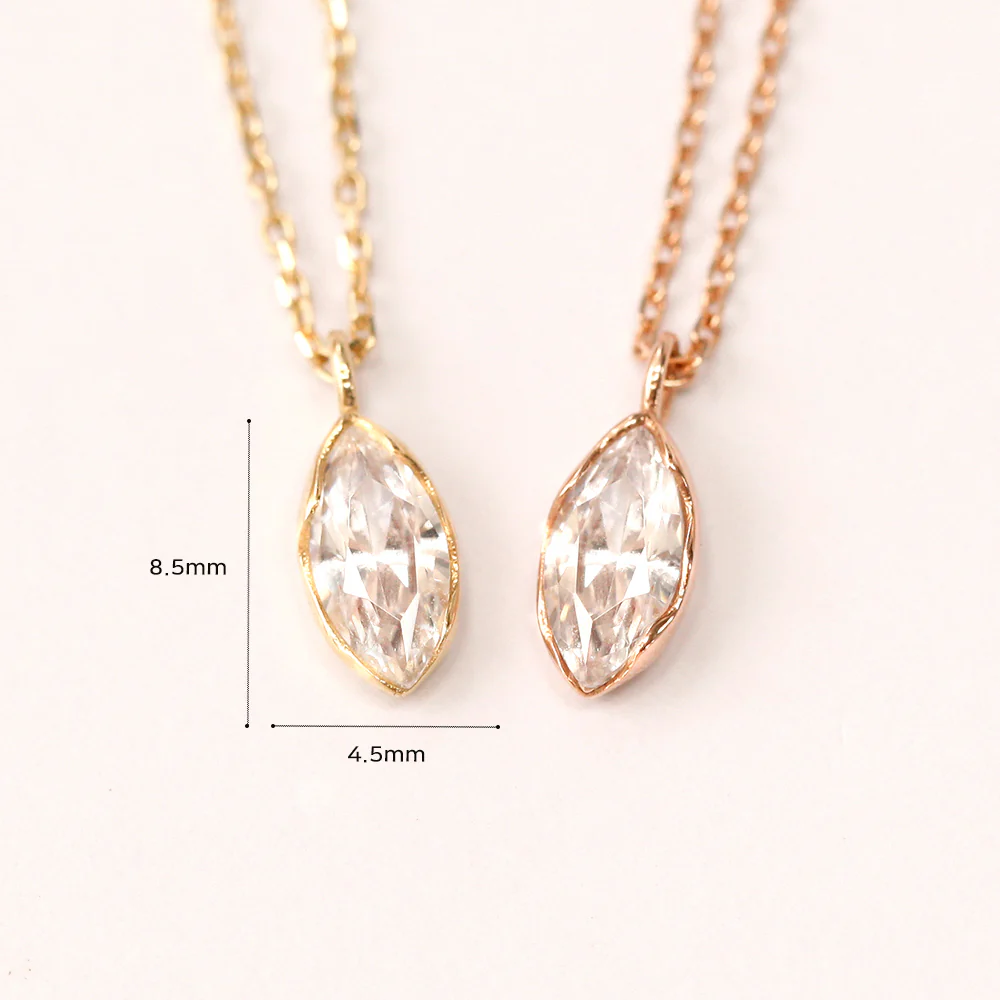14K 18K Gold Point Marquiuse Cubic Necklace - Image 12