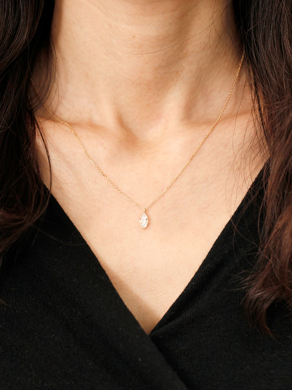 14K 18K Gold Point Marquiuse Cubic Necklace - Image 4