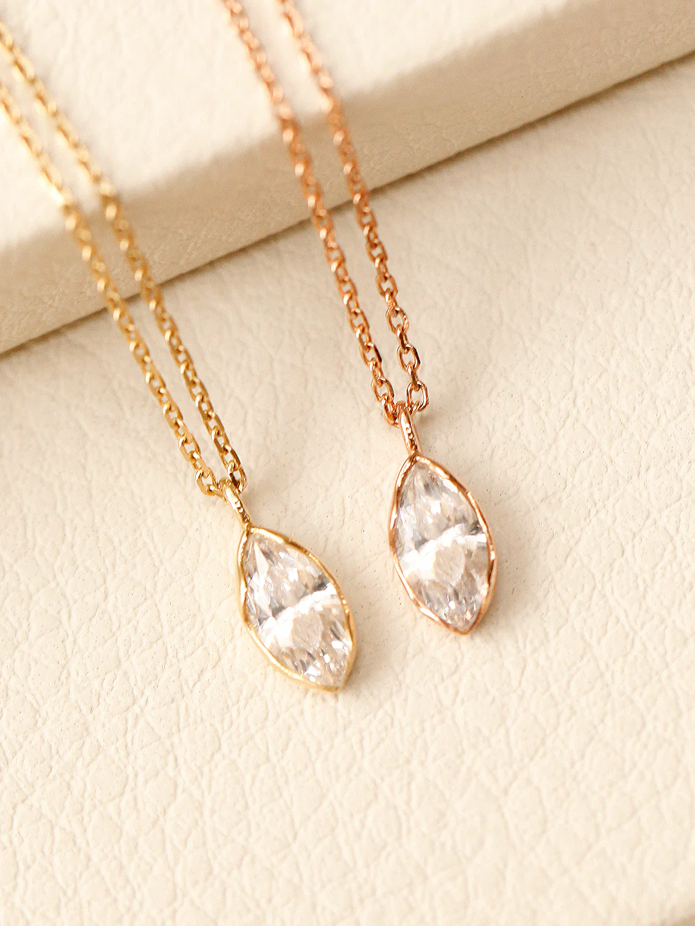 14K 18K Gold Point Marquiuse Cubic Necklace - Image 9