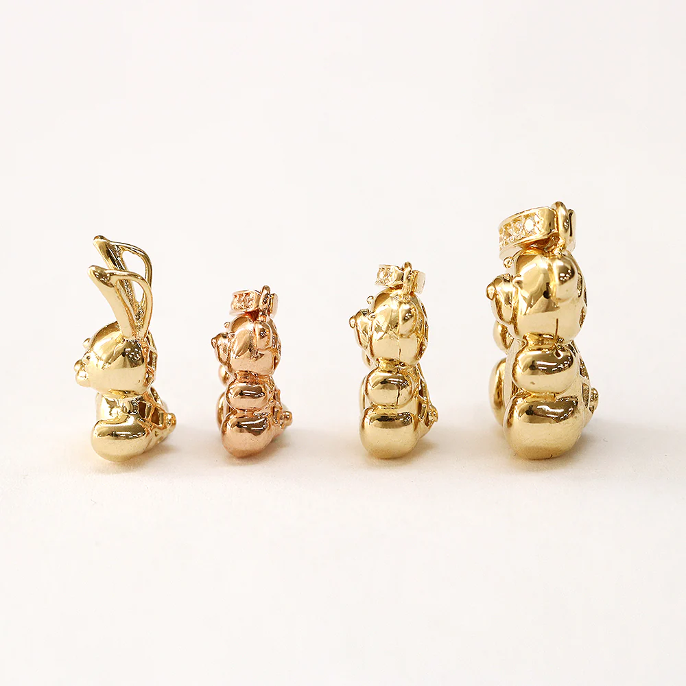 14K 18K Gold Rabbit Bear Necklace Pendant - Image 10