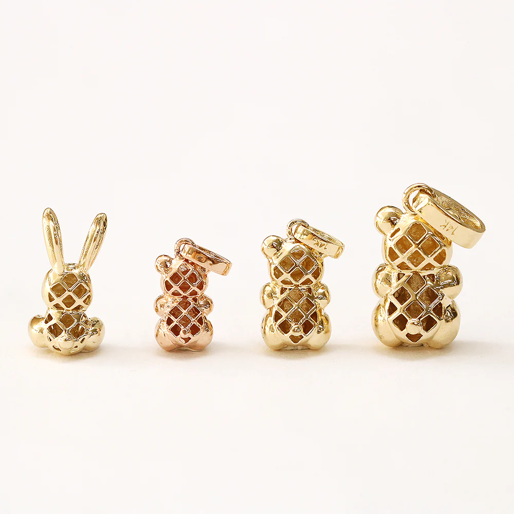 14K 18K Gold Rabbit Bear Necklace Pendant - Image 14