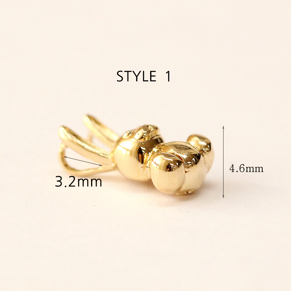 14K 18K Gold Rabbit Bear Necklace Pendant - Image 16