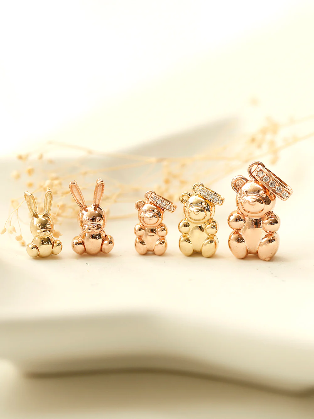 14K 18K Gold Rabbit Bear Necklace Pendant - Image 2