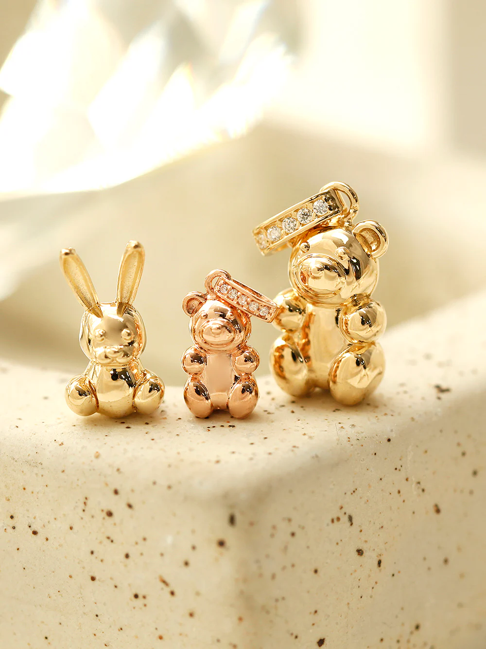 14K 18K Gold Rabbit Bear Necklace Pendant - Image 8