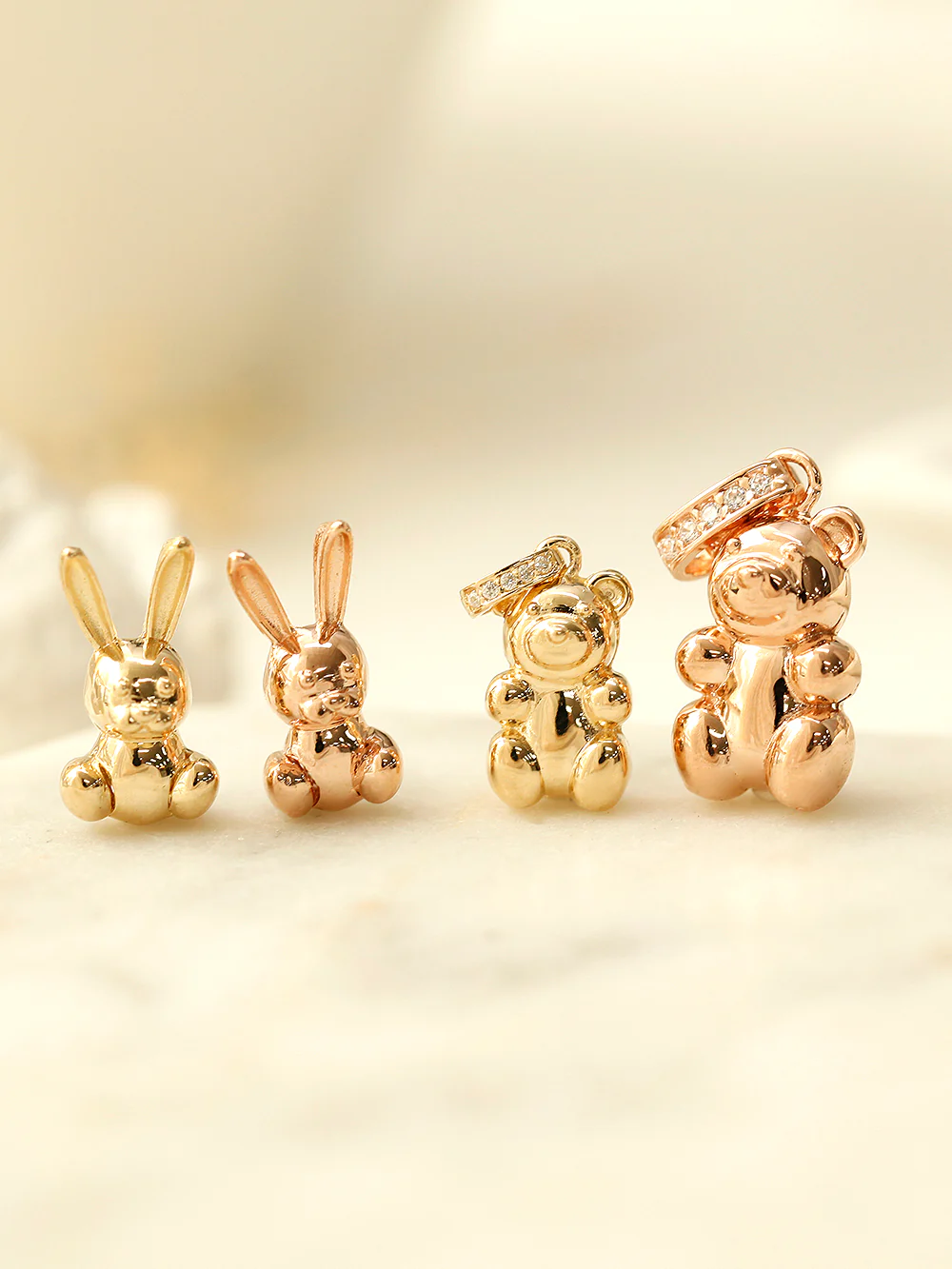 14K 18K Gold Rabbit Bear Necklace Pendant - Image 9