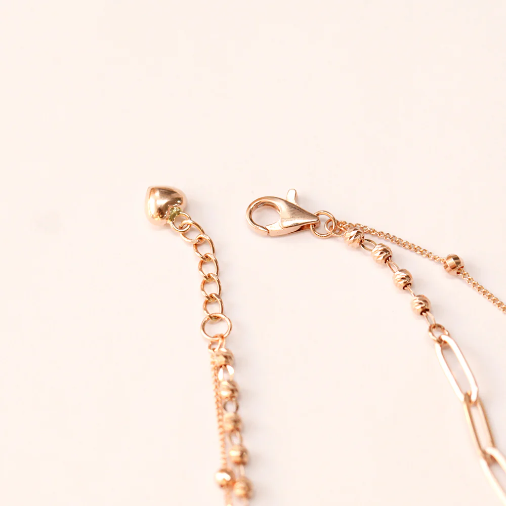 14K 18K Gold Roche Cutting Ball Clip Two Lines Chain Bracelet - Image 11