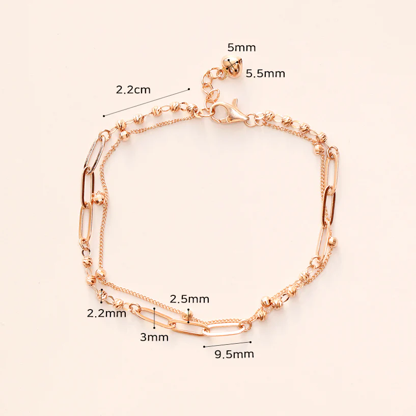 14K 18K Gold Roche Cutting Ball Clip Two Lines Chain Bracelet - Image 12