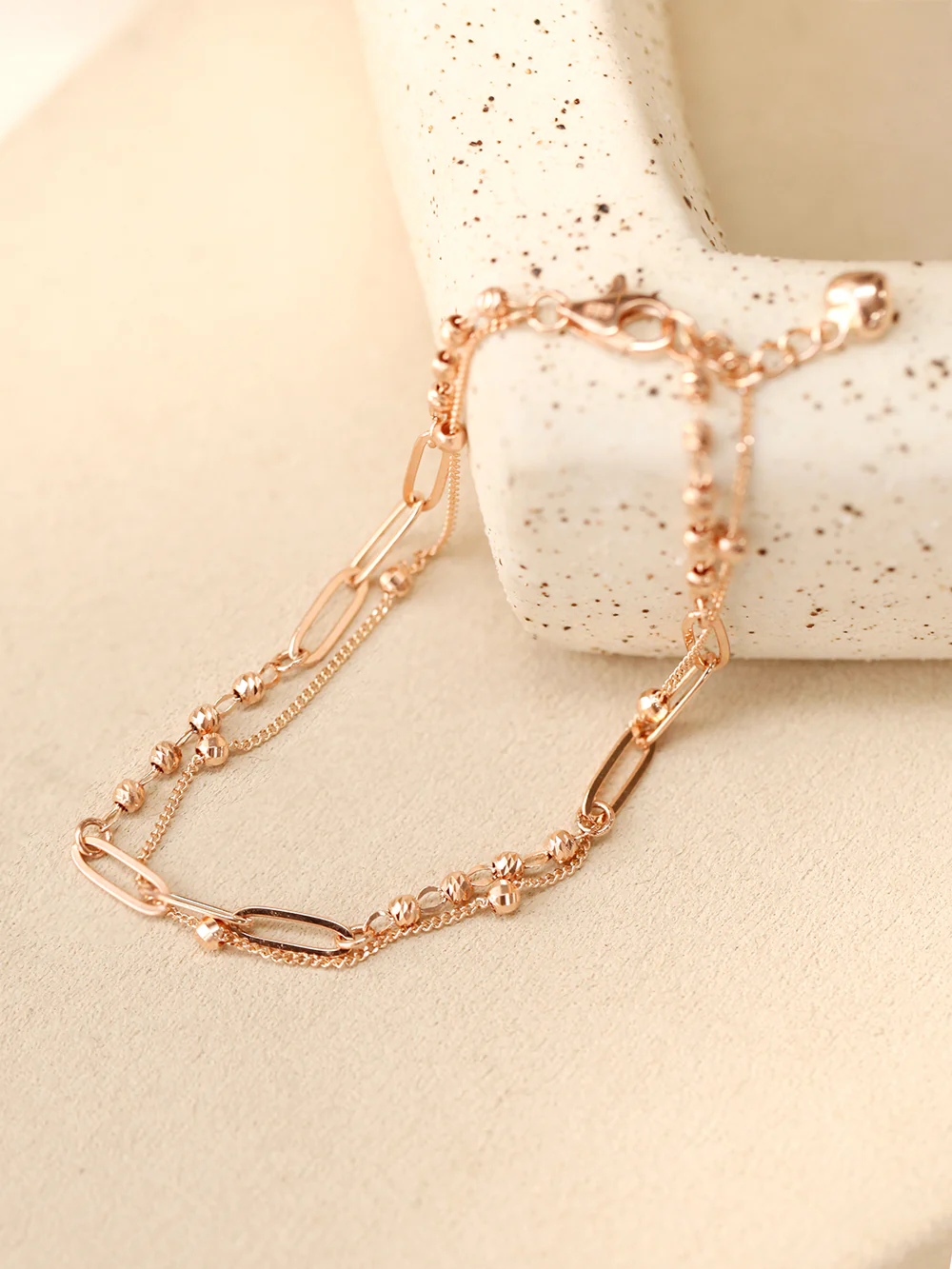 14K 18K Gold Roche Cutting Ball Clip Two Lines Chain Bracelet - Image 6