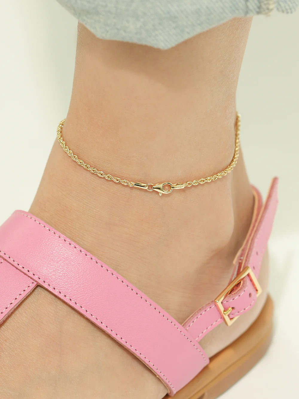 14K Gold Rope Chain Anklet Bracelet - Image 12