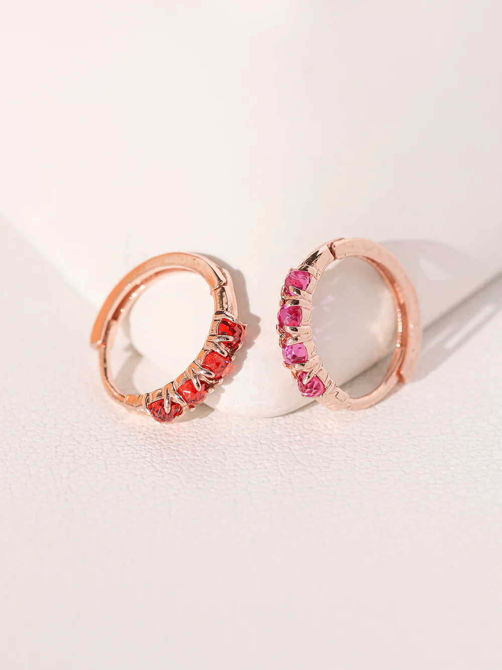 14K 18K Gold Rose-Cut Cubic Inner conch Cartilage Hoop Earring - Image 9